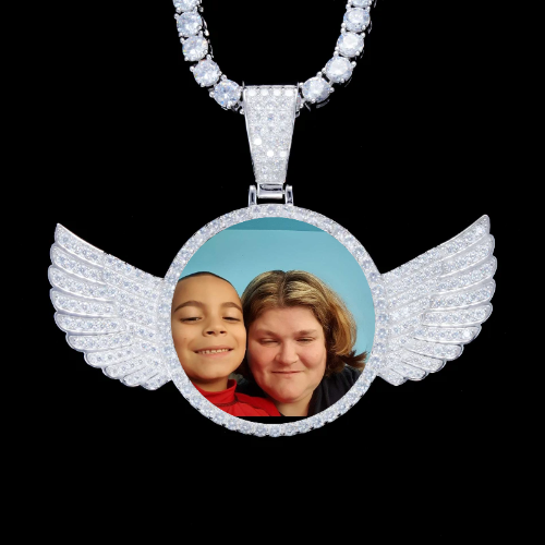 925S & VVS Moissanite 3D Wing Custom Picture Pendant