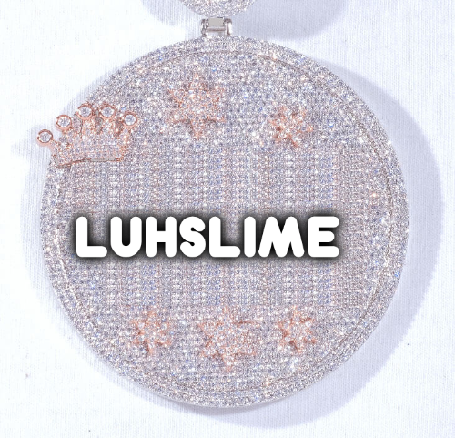 CUSTOM LETTER NECKLACE 3D BIG CROWN DISC