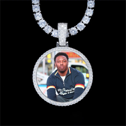 925S & VVS Moissanite 3D Circle Custom Picture Pendant