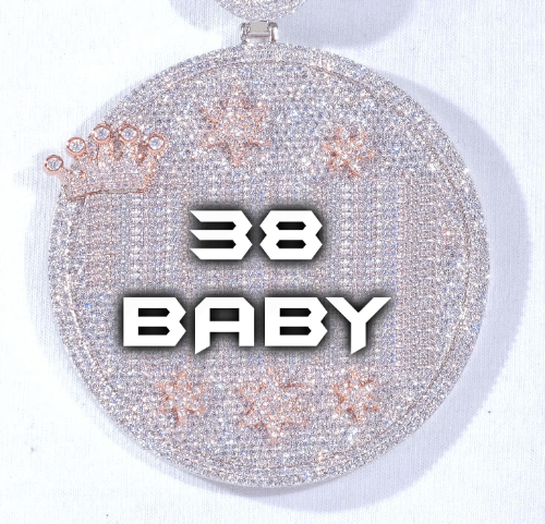 CUSTOM LETTER NECKLACE 3D BIG CROWN DISC