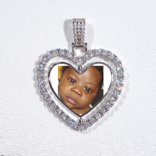 3D Spinning 2-Faced Heart Custom Picture Pendant