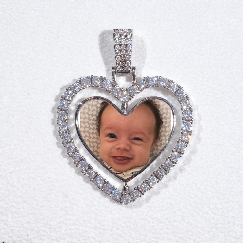 3D Spinning 2-Faced Heart Custom Picture Pendant
