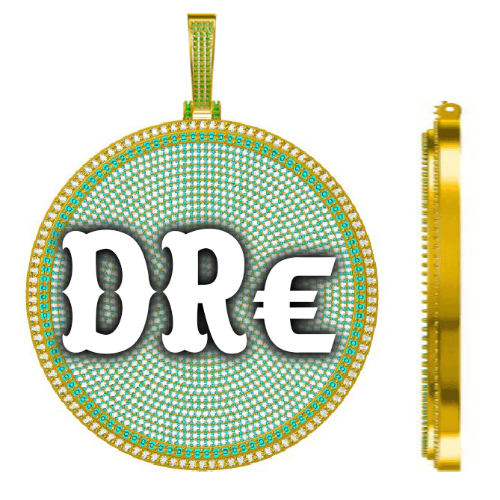 CUSTOM LETTER NECKLACE 3D BIG DISC