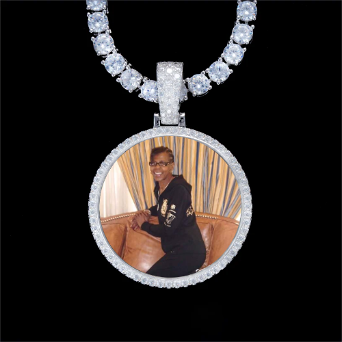 925S & VVS Moissanite 3D Circle Custom Picture Pendant