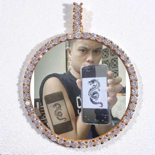 LARGE 3D CIRCLE CUSTOM PICTURE PENDANT