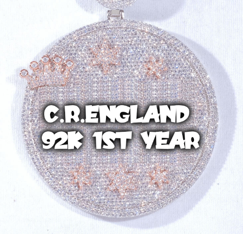CUSTOM LETTER NECKLACE 3D BIG CROWN DISC