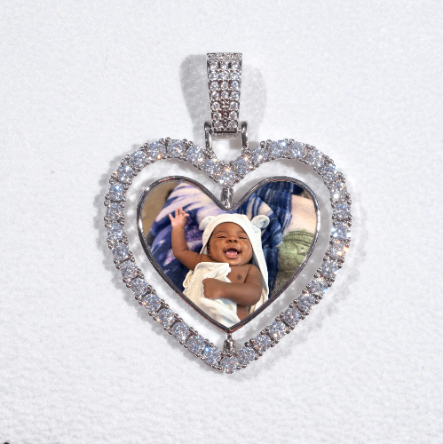 3D Spinning 2-Faced Heart Custom Picture Pendant