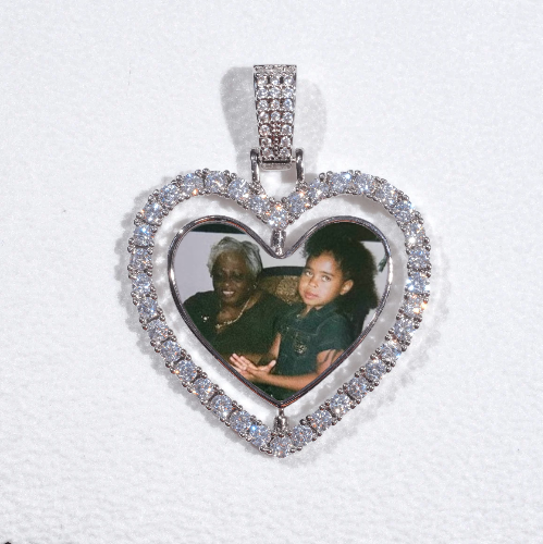 3D Spinning 2-Faced Heart Custom Picture Pendant