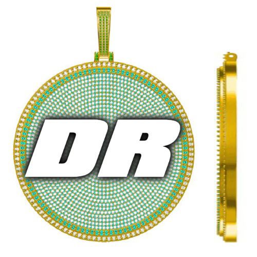 CUSTOM LETTER NECKLACE 3D BIG DISC