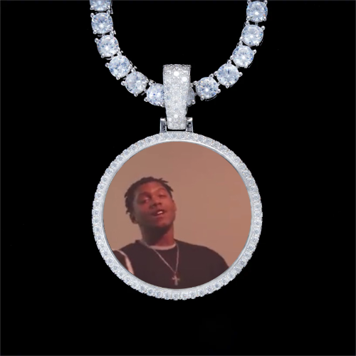 925S & VVS Moissanite 3D Circle Custom Picture Pendant