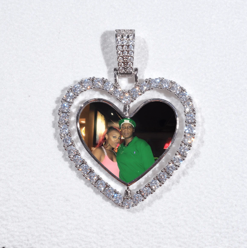 3D Spinning 2-Faced Heart Custom Picture Pendant