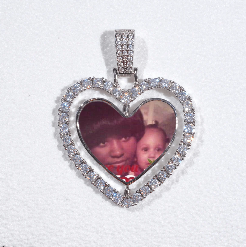 3D Spinning 2-Faced Heart Custom Picture Pendant