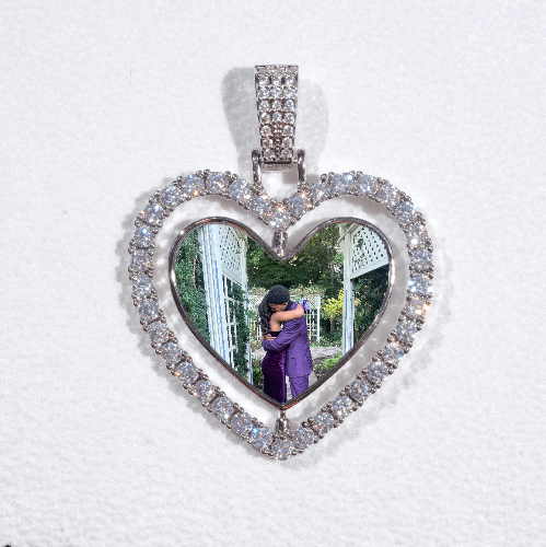 3D Spinning 2-Faced Heart Custom Picture Pendant
