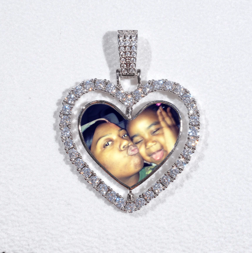 3D Spinning 2-Faced Heart Custom Picture Pendant