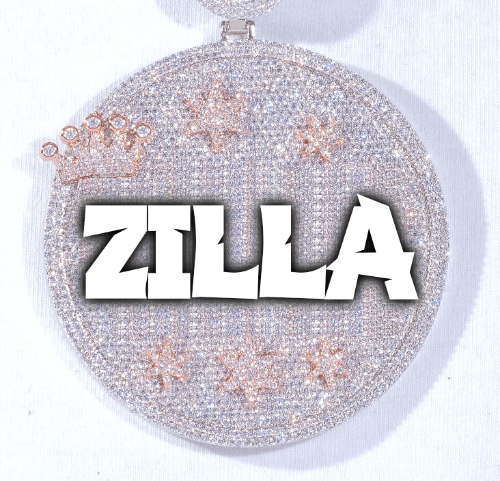 CUSTOM LETTER NECKLACE 3D BIG CROWN DISC