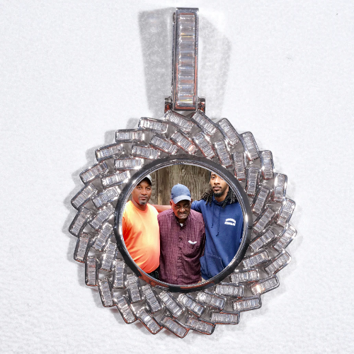 Large 3D Baguette Custom Picture Pendant