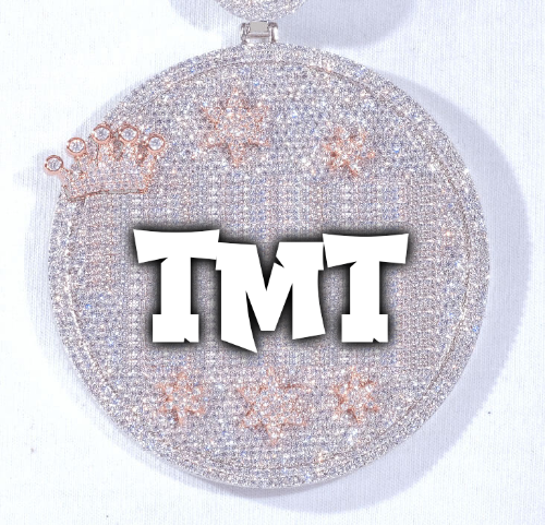 CUSTOM LETTER NECKLACE 3D BIG CROWN DISC