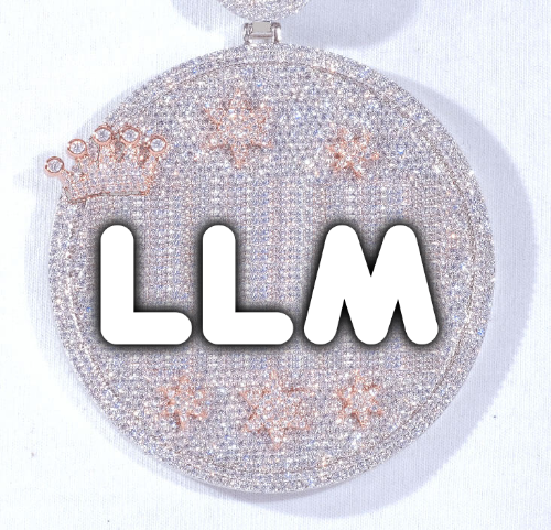 CUSTOM LETTER NECKLACE 3D BIG CROWN DISC