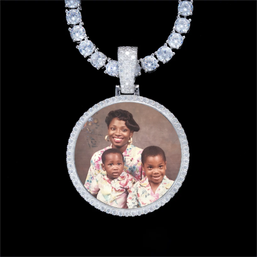 925S & VVS Moissanite 3D Circle Custom Picture Pendant
