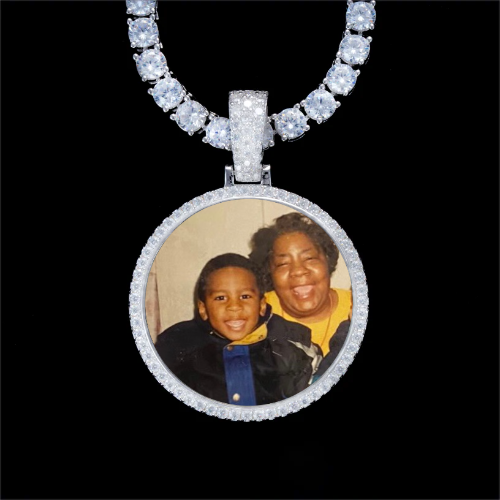 925S & VVS Moissanite 3D Circle Custom Picture Pendant