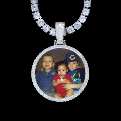 925S & VVS Moissanite 3D Circle Custom Picture Pendant