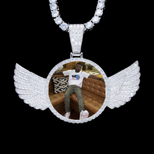 925S & VVS Moissanite 3D Wing Custom Picture Pendant