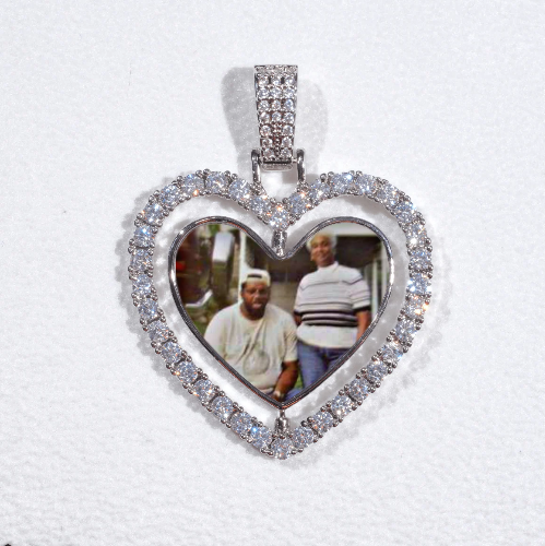 3D Spinning 2-Faced Heart Custom Picture Pendant