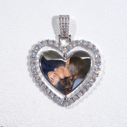 3D Spinning 2-Faced Heart Custom Picture Pendant
