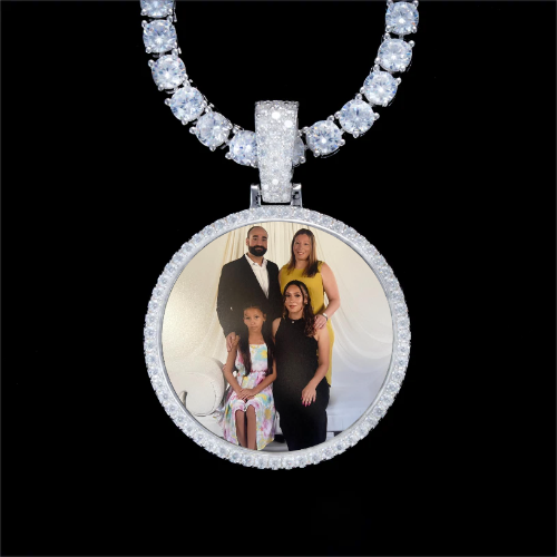 925S & VVS Moissanite 3D Circle Custom Picture Pendant