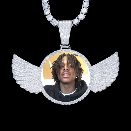 925S & VVS Moissanite 3D Wing Custom Picture Pendant