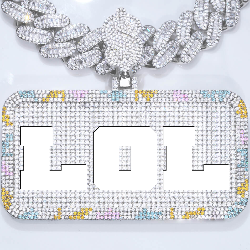 CUSTOM LETTER NECKLACE 3D COLORFUL SQUARE