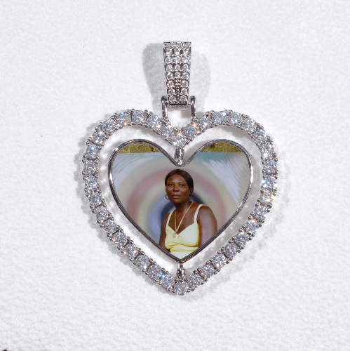 3D Spinning 2-Faced Heart Custom Picture Pendant