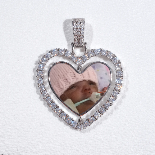 3D Spinning 2-Faced Heart Custom Picture Pendant