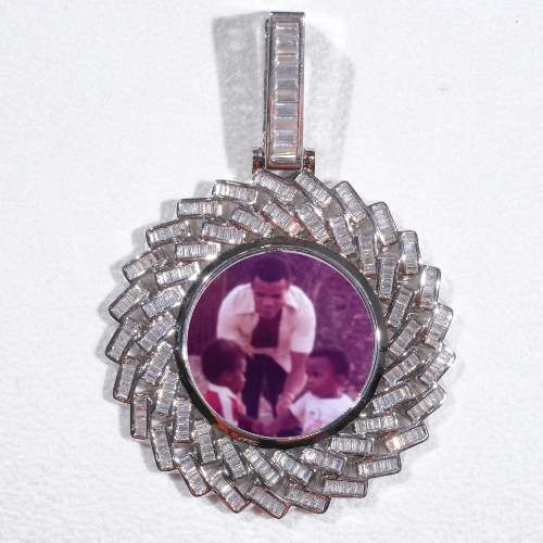 Large 3D Baguette Custom Picture Pendant
