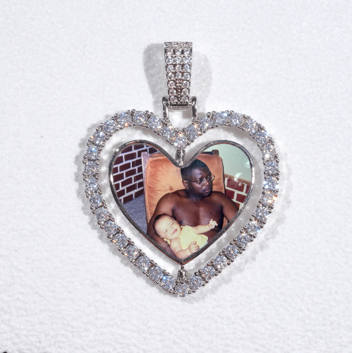 3D Spinning 2-Faced Heart Custom Picture Pendant