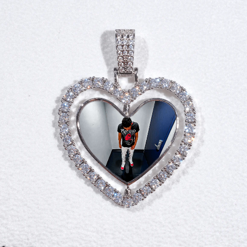 3D Spinning 2-Faced Heart Custom Picture Pendant