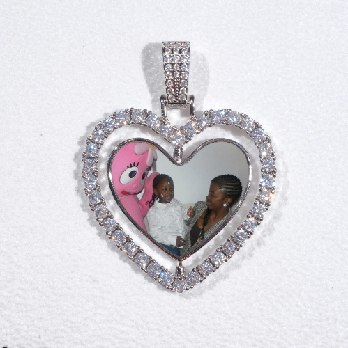 3D Spinning 2-Faced Heart Custom Picture Pendant