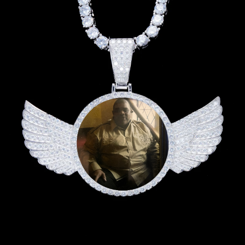 925S & VVS Moissanite 3D Wing Custom Picture Pendant