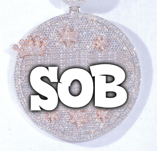 CUSTOM LETTER NECKLACE 3D BIG CROWN DISC