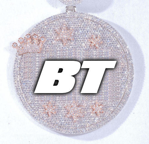 CUSTOM LETTER NECKLACE 3D BIG CROWN DISC