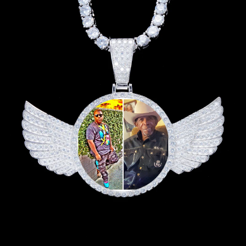 925S & VVS Moissanite 3D Wing Custom Picture Pendant