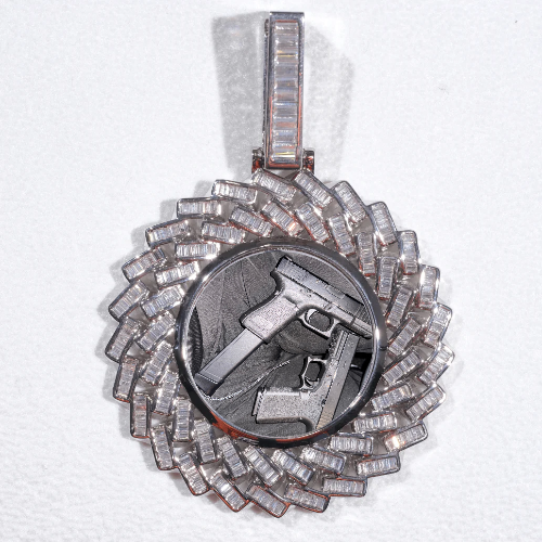 Large 3D Baguette Custom Picture Pendant