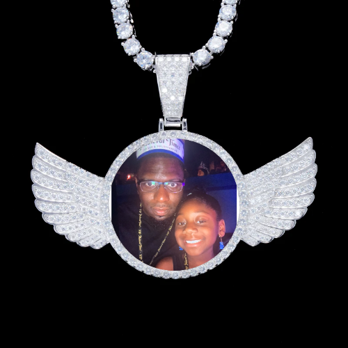 925S & VVS Moissanite 3D Wing Custom Picture Pendant