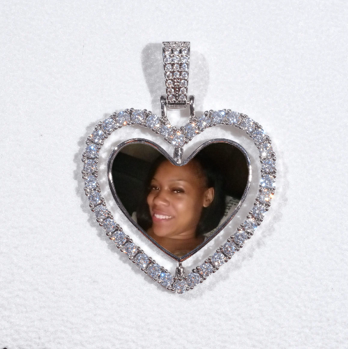3D Spinning 2-Faced Heart Custom Picture Pendant