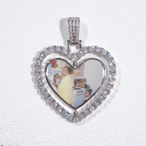 3D Spinning 2-Faced Heart Custom Picture Pendant