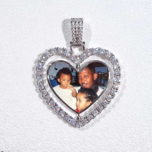 3D Spinning 2-Faced Heart Custom Picture Pendant