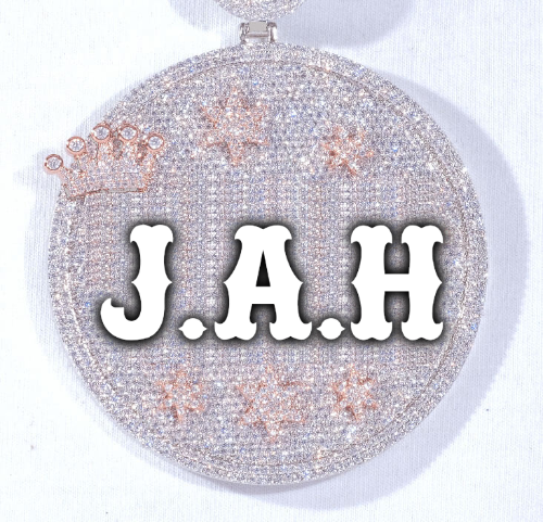 CUSTOM LETTER NECKLACE 3D BIG CROWN DISC