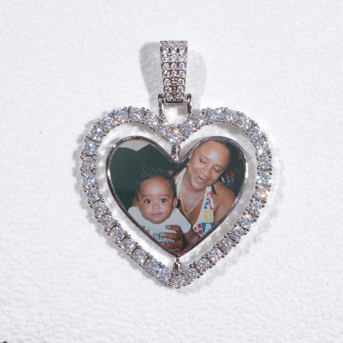 3D Spinning 2-Faced Heart Custom Picture Pendant