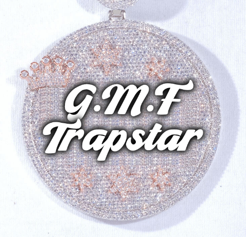 CUSTOM LETTER NECKLACE 3D BIG CROWN DISC