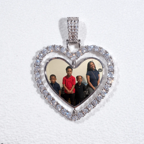 3D Spinning 2-Faced Heart Custom Picture Pendant
